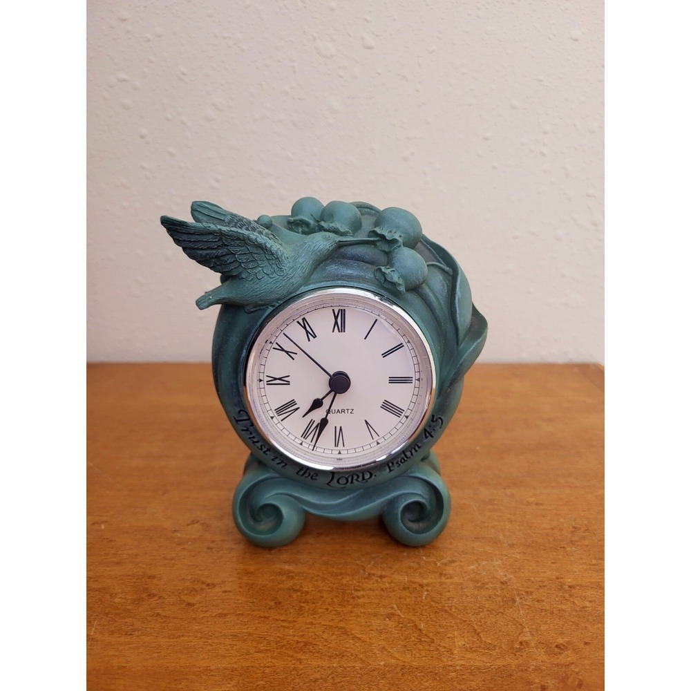 Zondervan Inspirio 2006 Standing Clock Religious 'Trust in the Lord' Hummingbird